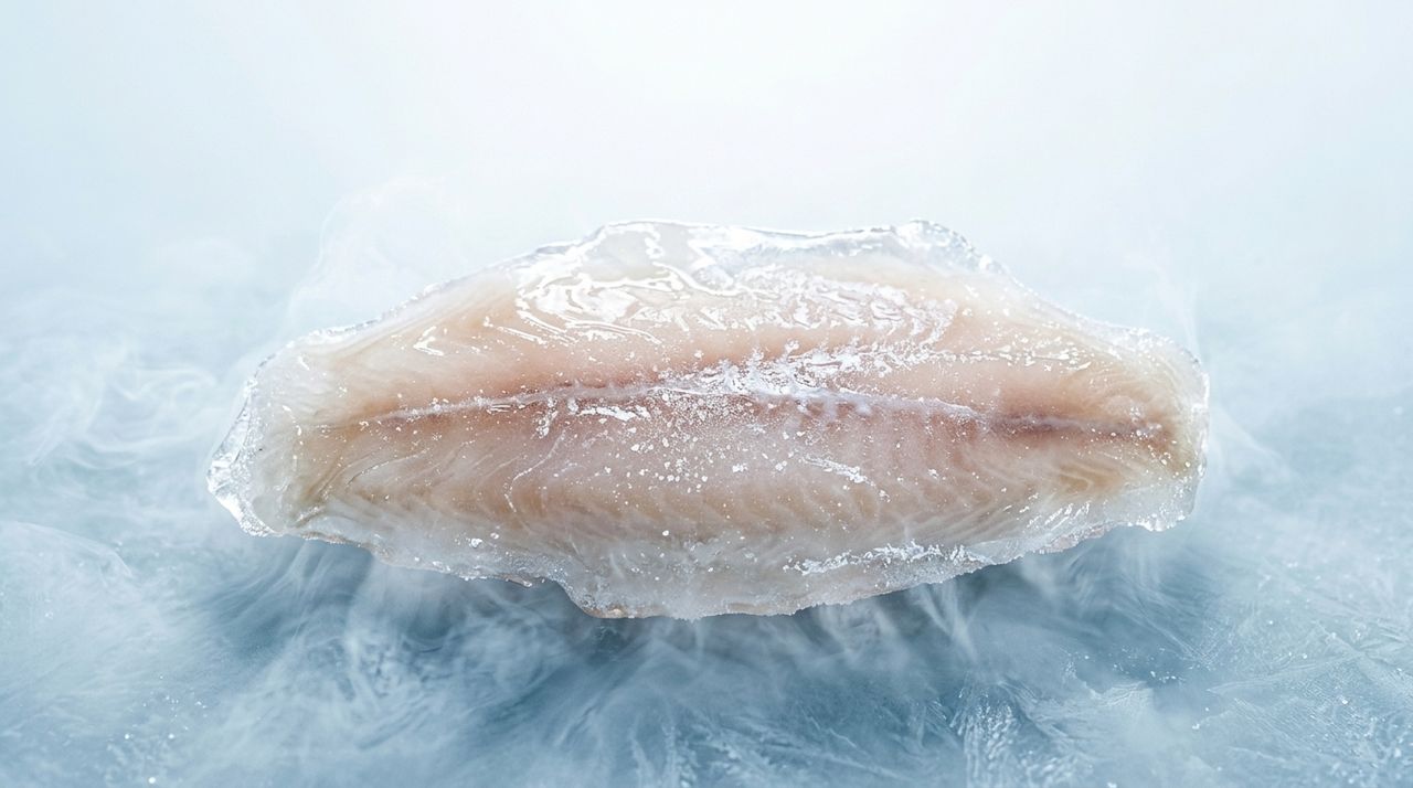 Fillet dori beku dalam close-up